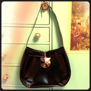 Salvatore Ferragamo Black Shoulder Medallion Bag